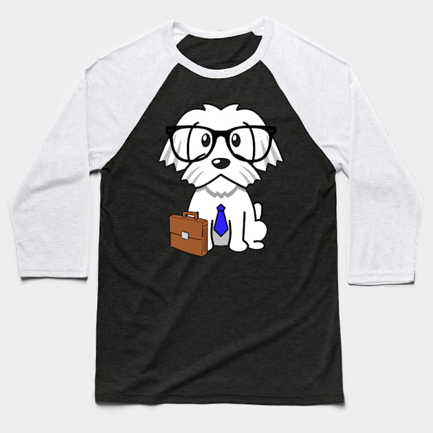 Cute white Dog is a colleague at work Baseball T-Shirt by Pet Station
